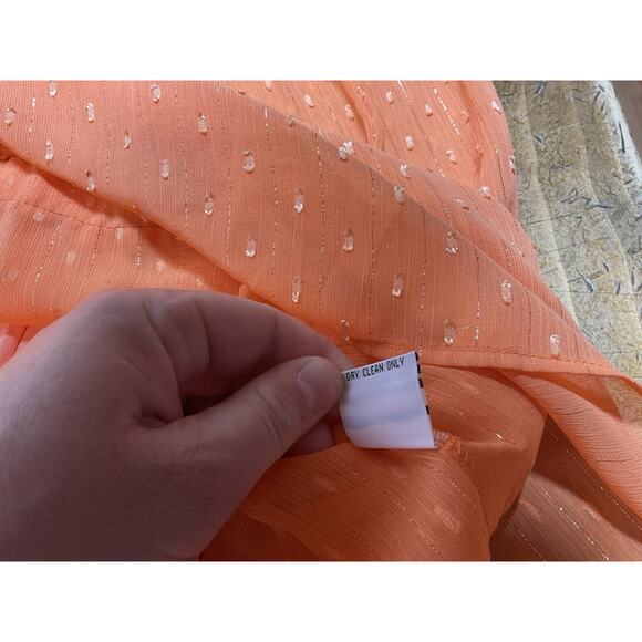 Double D Ranch Orange Ruffle Smocked Maxi Prairie Dress Large Whimsical - Picture 9 of 15